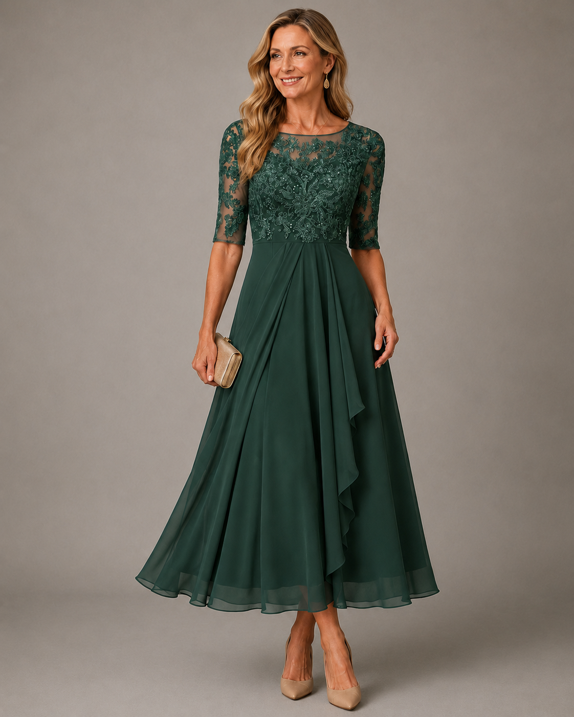 Rosa – Il Vestito Midi in Pizzo Flattering