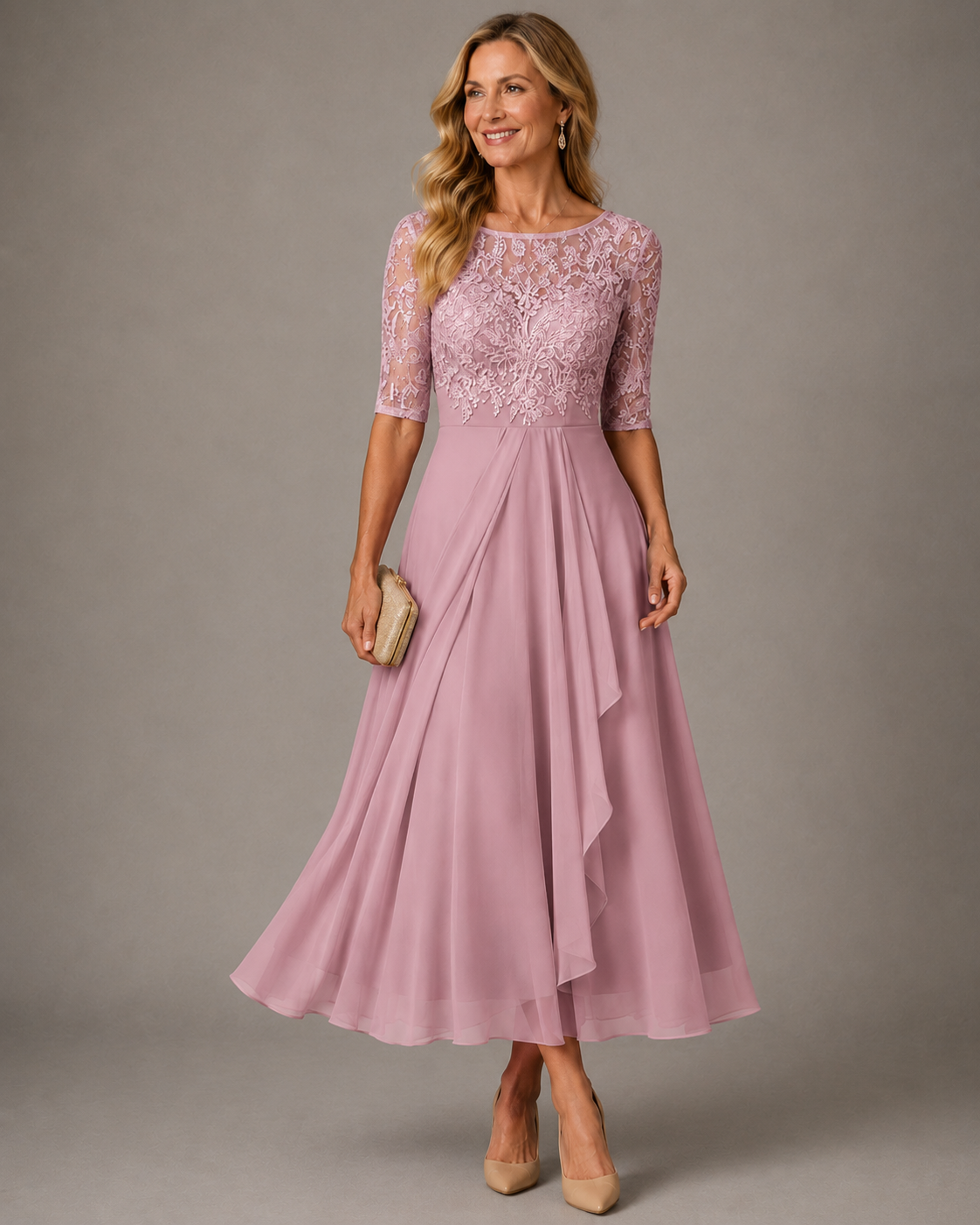Rosa – Il Vestito Midi in Pizzo Flattering