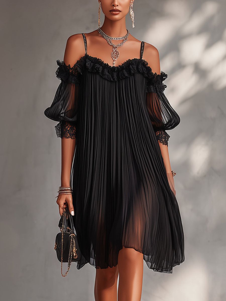 Lorena | Minidress nero in mussola