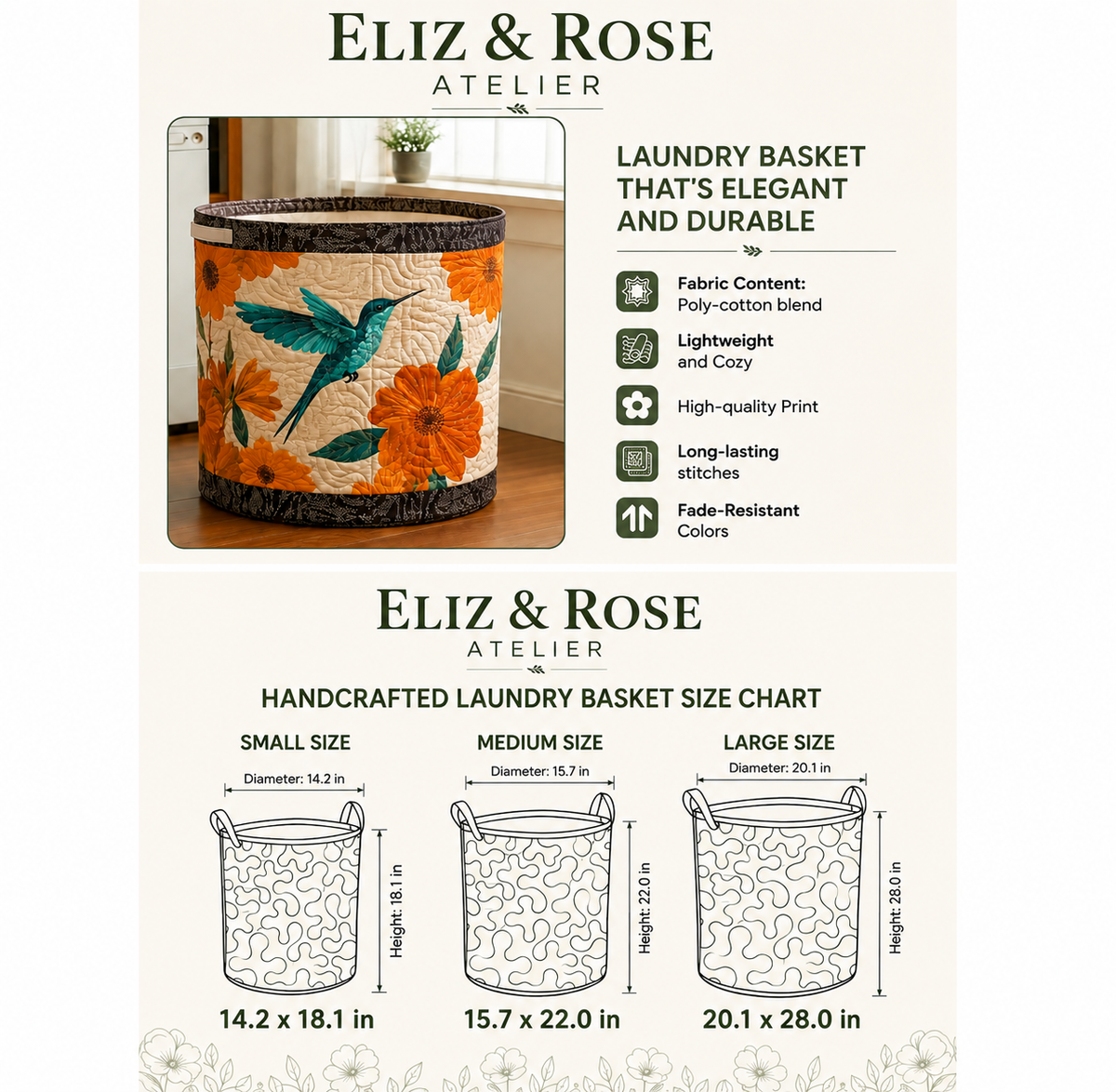 Cesto per la Biancheria Bluebonnet Dream Path | Cesto per Biancheria Fatte a Mano