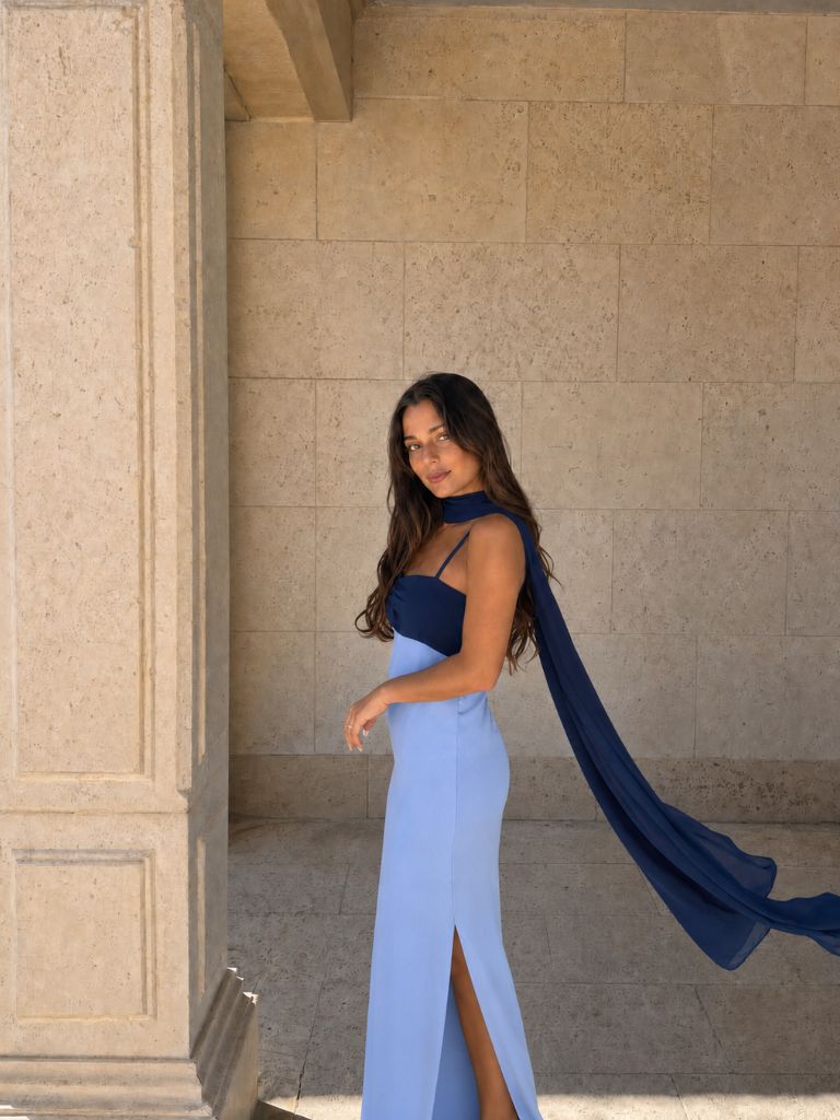 Riviera | Abito Lungo Azzurro e Blu Navy