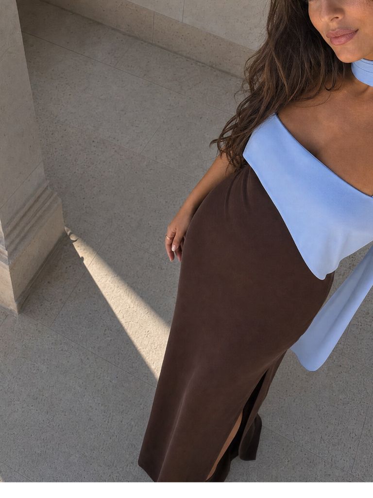 Amalfi | Abito Lungo Bicolore con Spacco