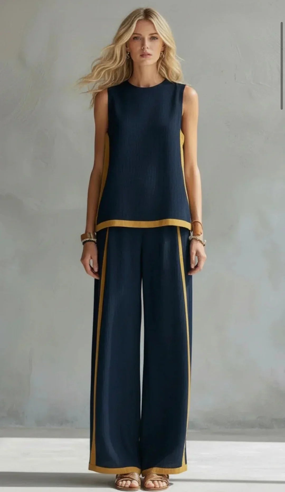 Ursula - Set Elegante e Casual di Gilet e Pantaloni con Finiture Bicolore