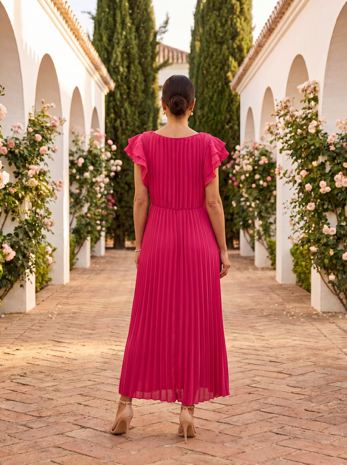 Velissa | Abito Midi Plissettato Incrociato – Lucia Toscana