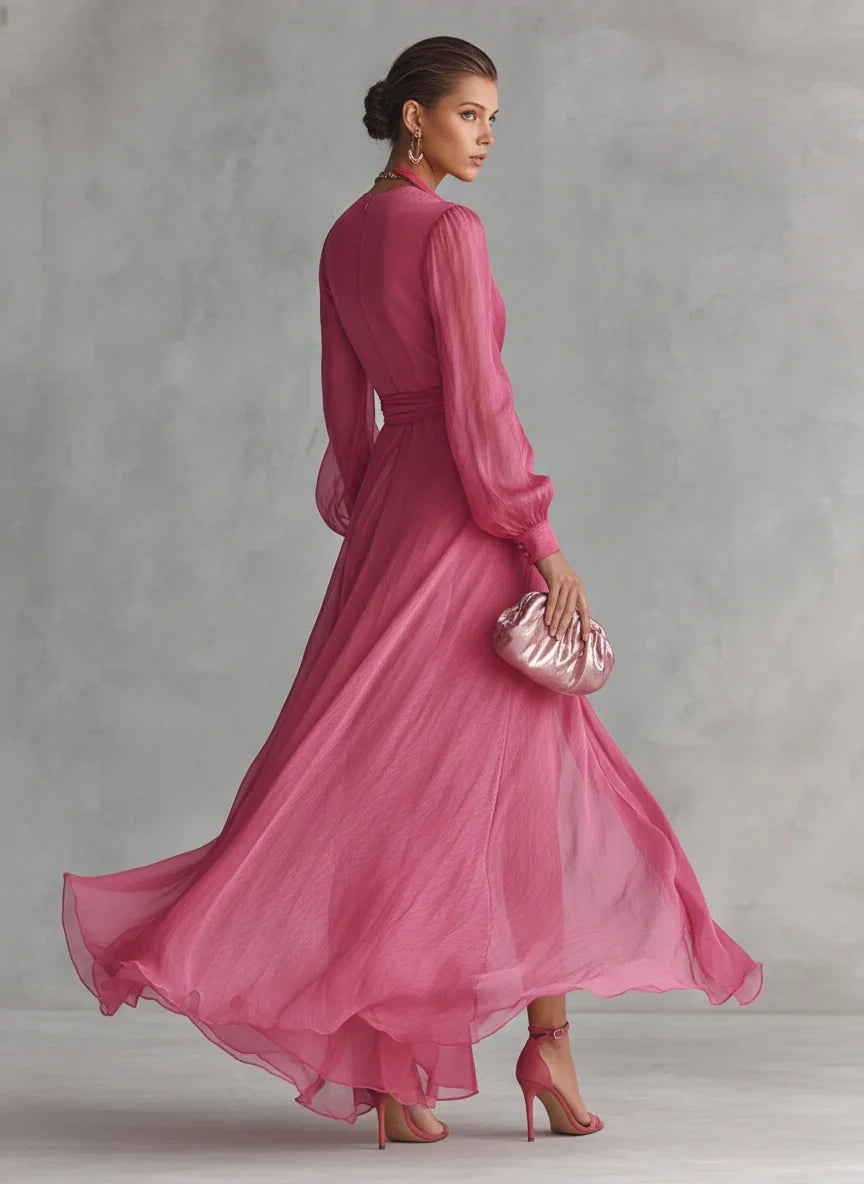Ava | Chiffon V-Neck Maxi Dress