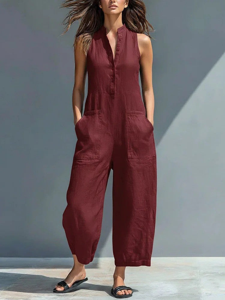 Harlow | Tuta in Cotone con Pantaloni Larghi e Bottoni