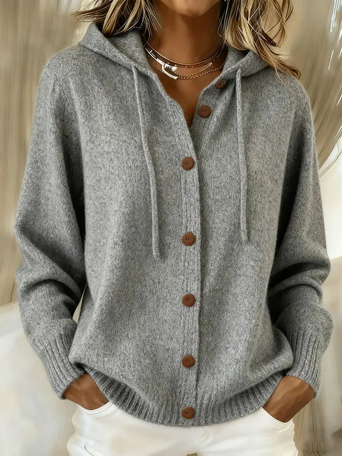Brenda | Cardigan con Cappuccio e Bottoni Confortevole