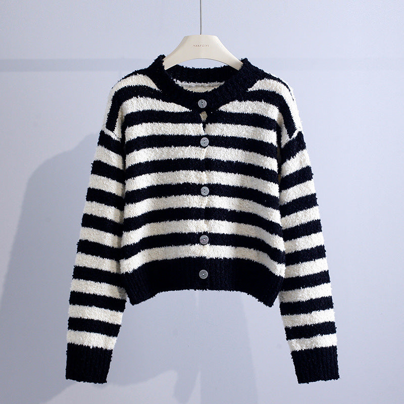 Tina | Cardigan Corto a Righe – Lucia Toscana