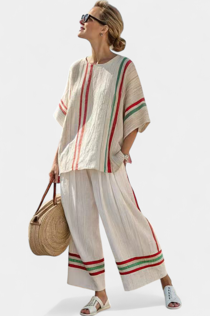 Truvane | Blusa Boho a Stampa Confortevole e Pantaloni Larghi