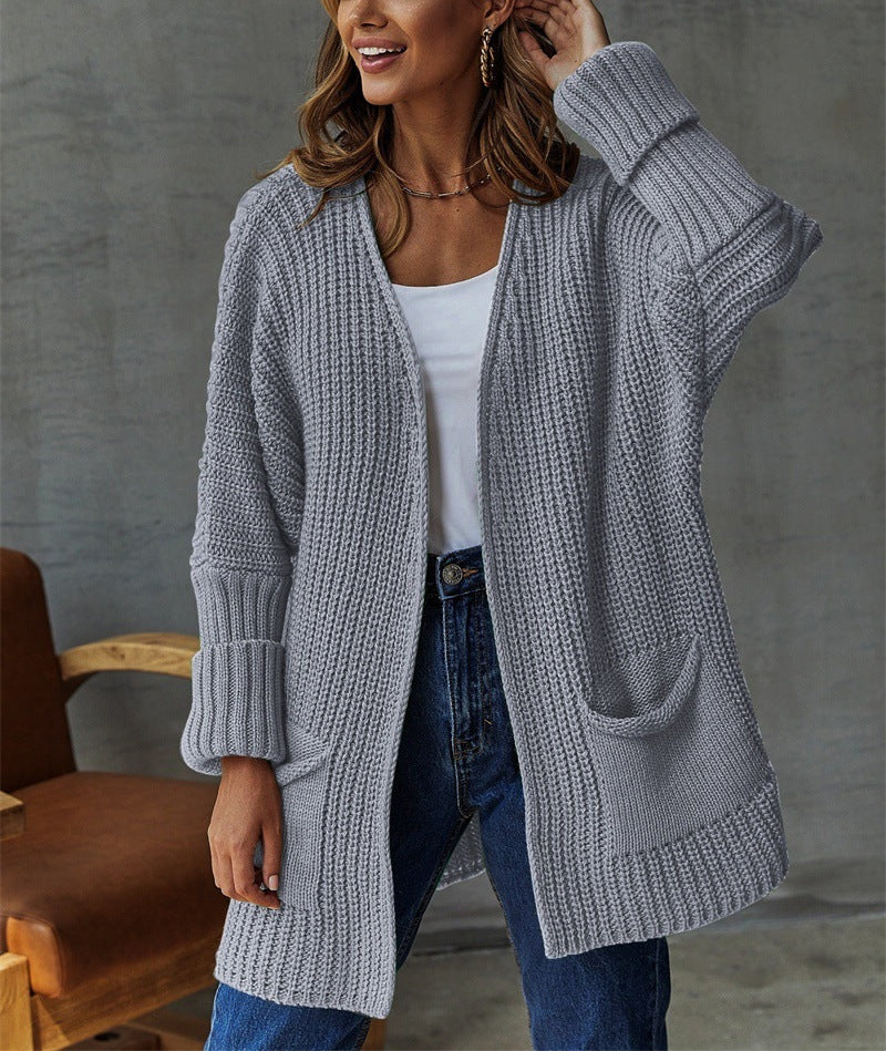 Cardigan Vintage Lungo a Maniche Lunghe per Donne
