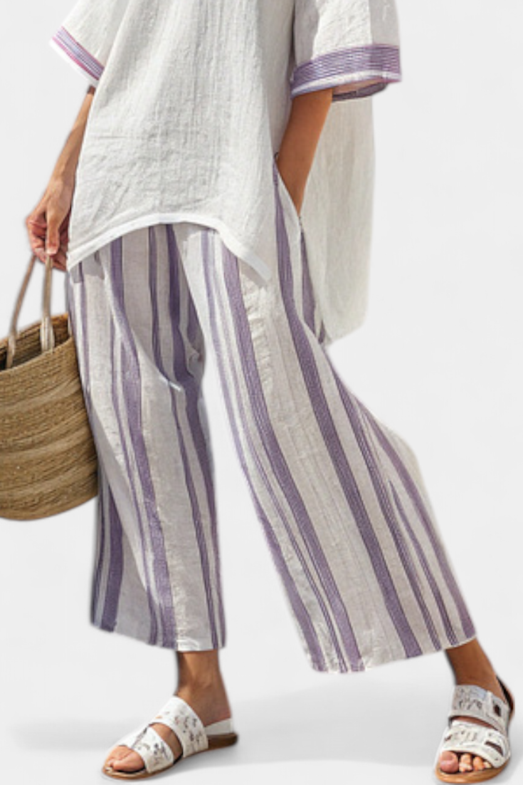 Luxmere | Blusa Comoda e Rilassata & Pantaloni in Bambù a Righe