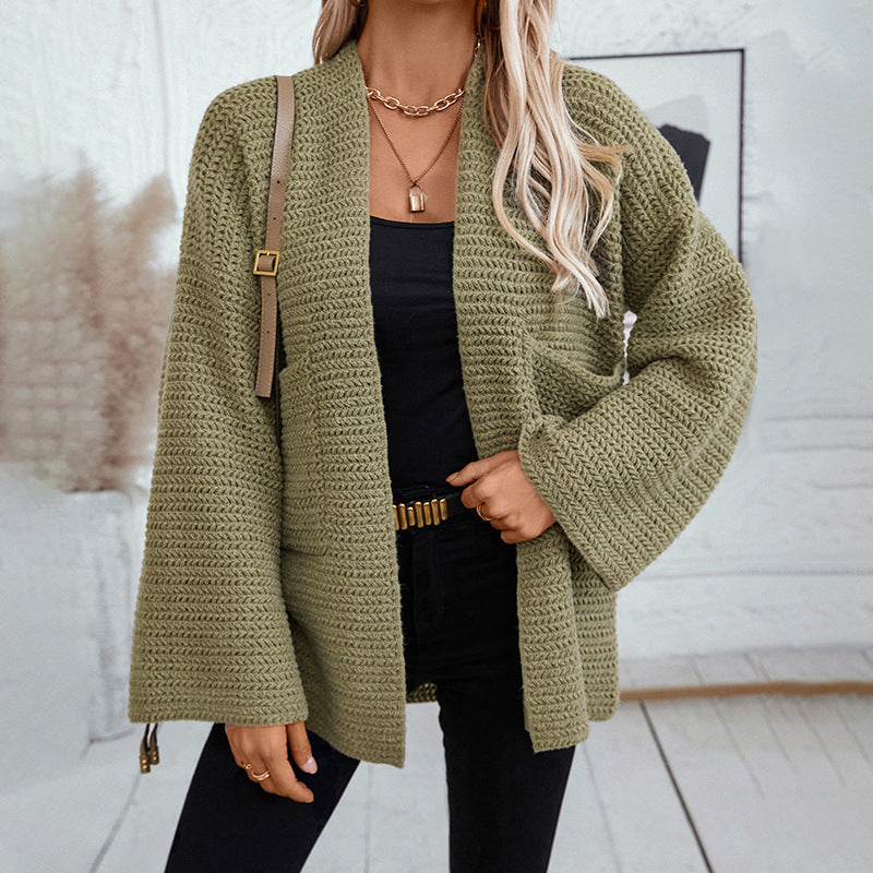 Gilet in tinta unita per donne con scollo a V lungo