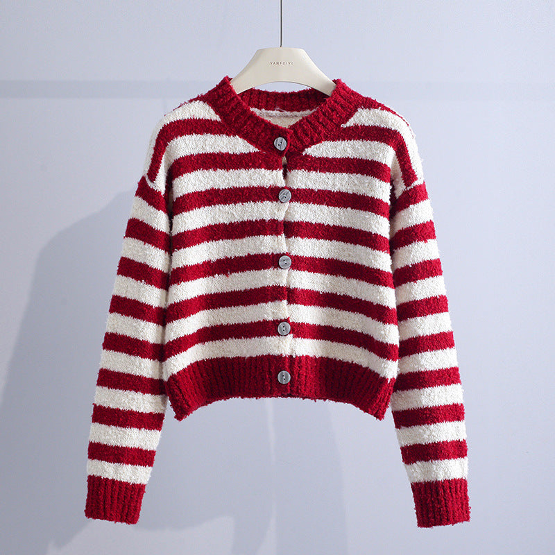 Tina | Cardigan Corto a Righe – Lucia Toscana