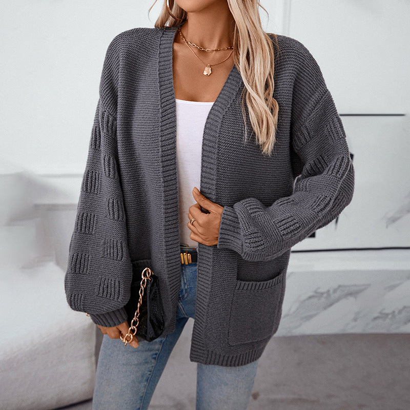 Cardigan casual oversize a maniche lunghe