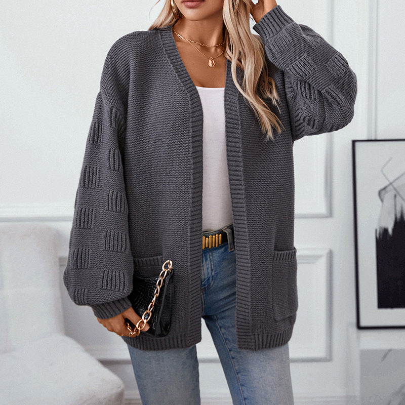 Cardigan casual oversize a maniche lunghe