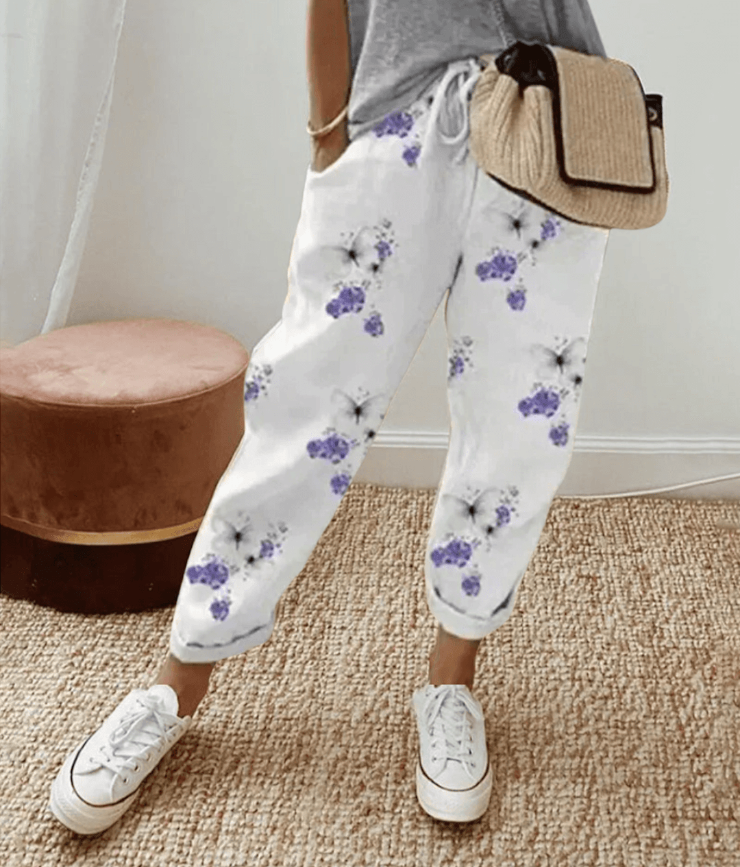 Elle™ | Pantaloni con Vita Comoda e Fit Flattering con Stampa
