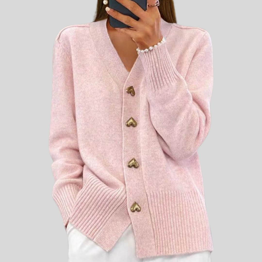 Veronica | Cardigan con Bottoni a Cuore – Lucia Toscana