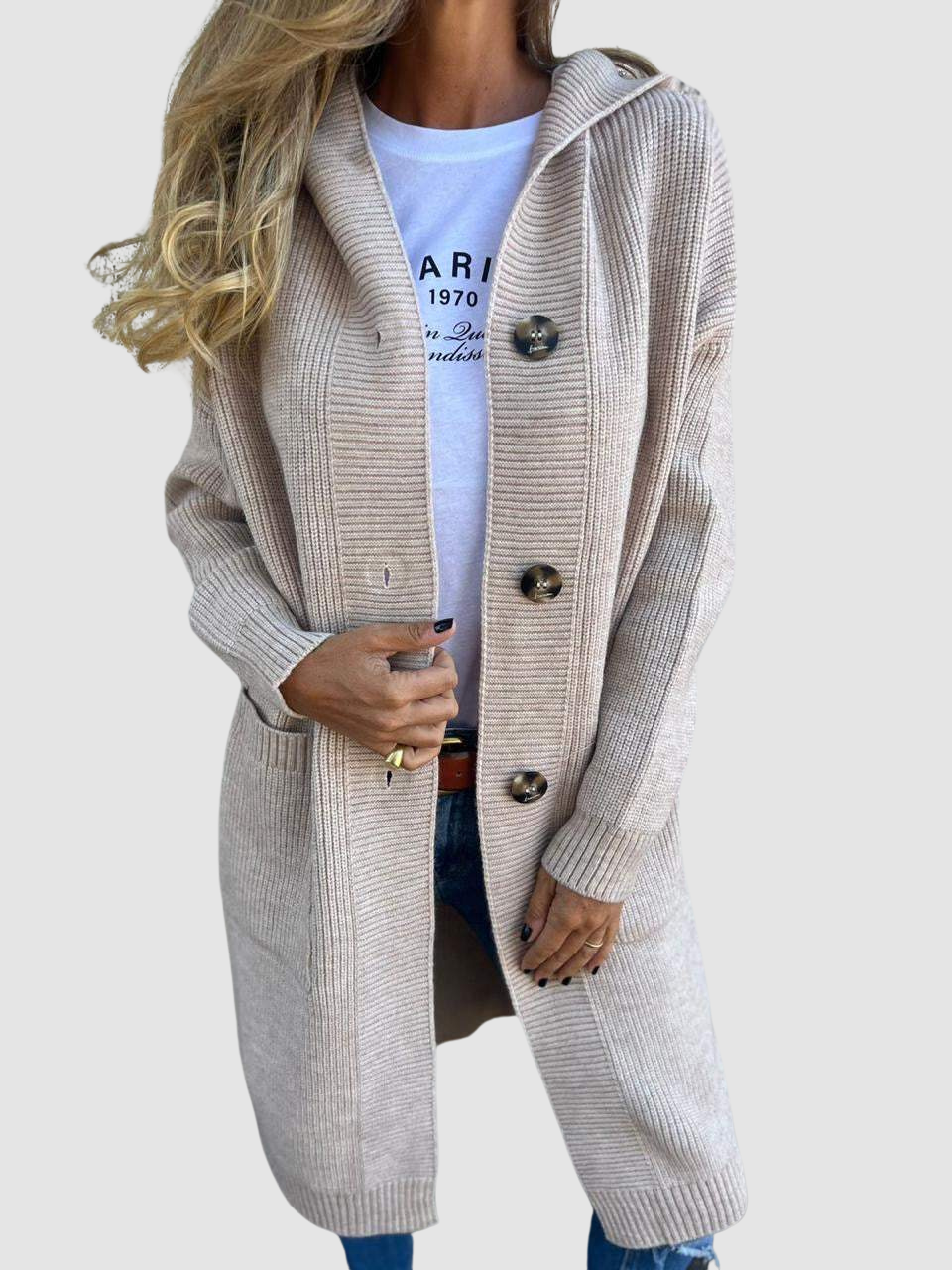 Loredana | Cardigan Lungo con Tasche – Lucia Toscana