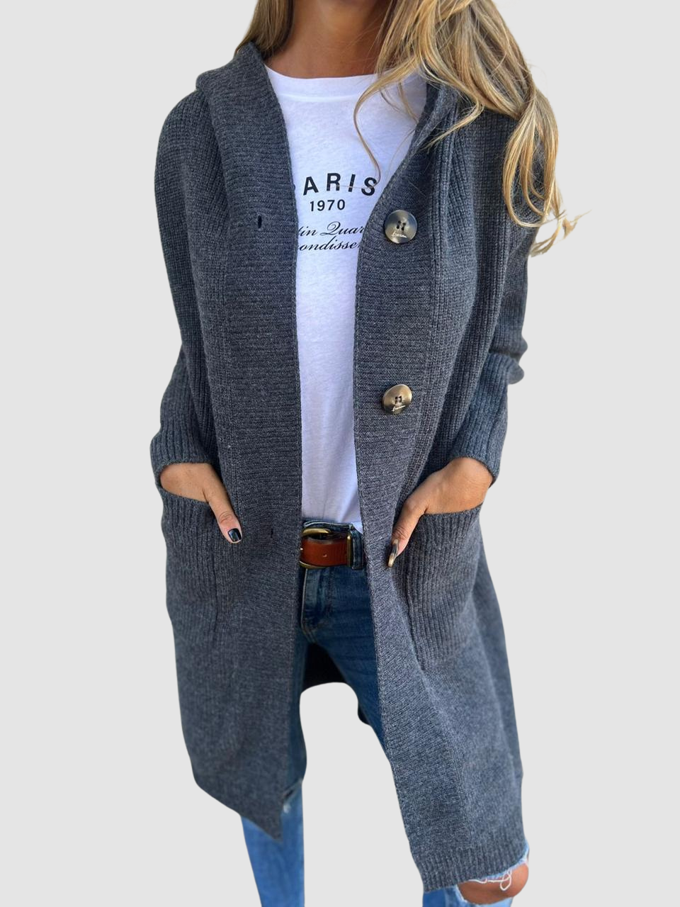 Loredana | Cardigan Lungo con Tasche – Lucia Toscana