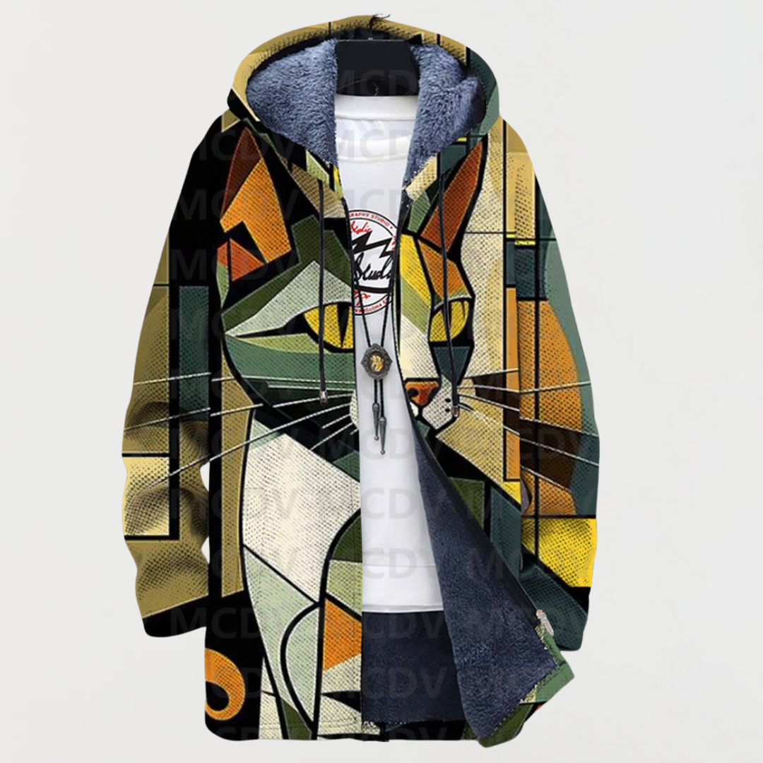 Emerson | Cardigan con Stampa Geometrica di Gatto