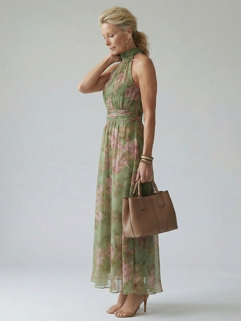 Mirelle | Abito Midi con Scollo All'Americana Arricciato