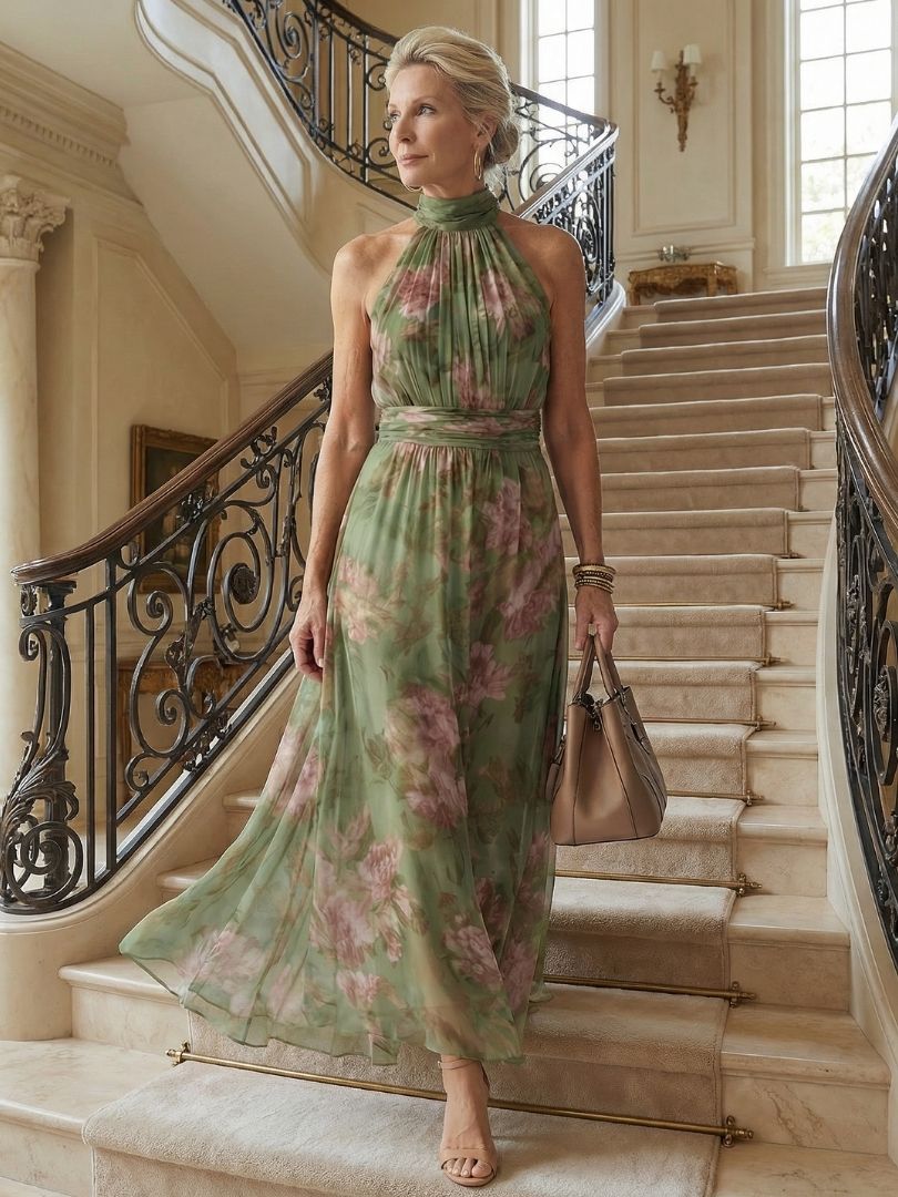 Mirelle | Abito Midi con Scollo All'Americana Arricciato