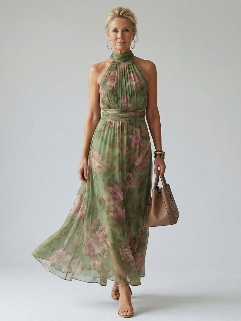 Mirelle | Abito Midi con Scollo All'Americana Arricciato