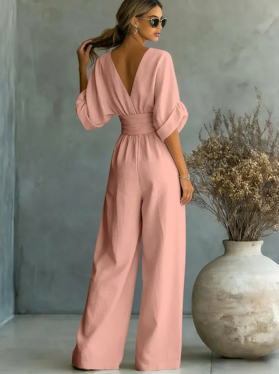 Naomi | V-Neck Fitted-Waist Jumpsuit