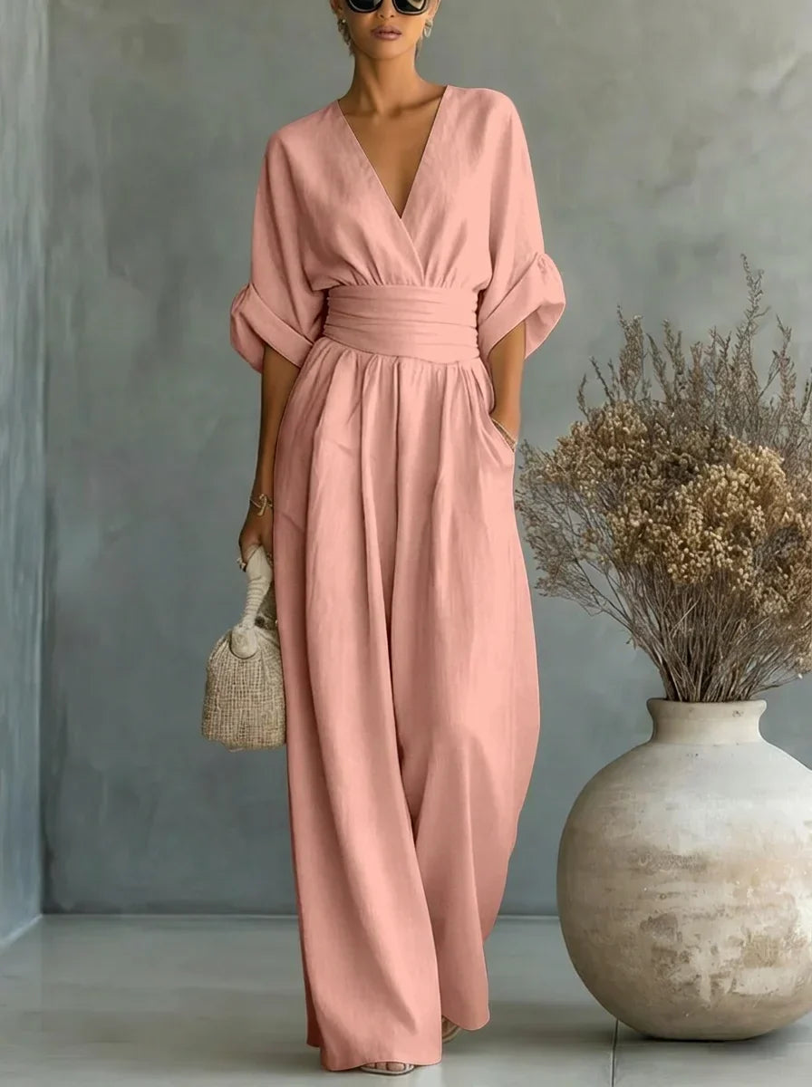 Naomi | V-Neck Fitted-Waist Jumpsuit