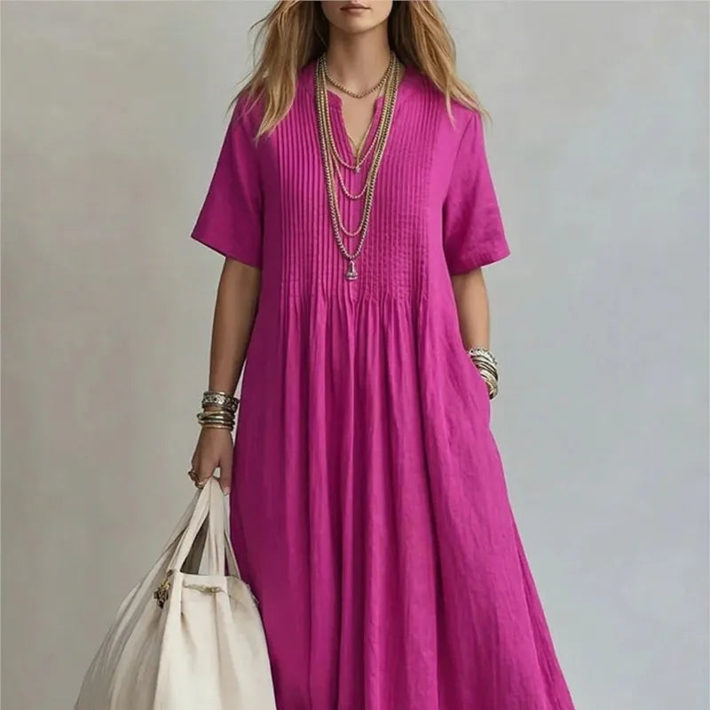 WREN | Abito Maxi Blu a Maniche Corte