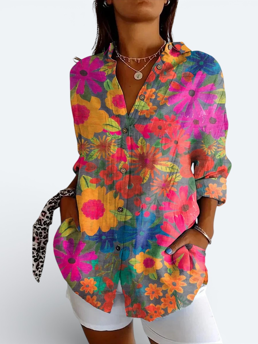 Valeria | Blusa Button-Up Artistica e Vivace