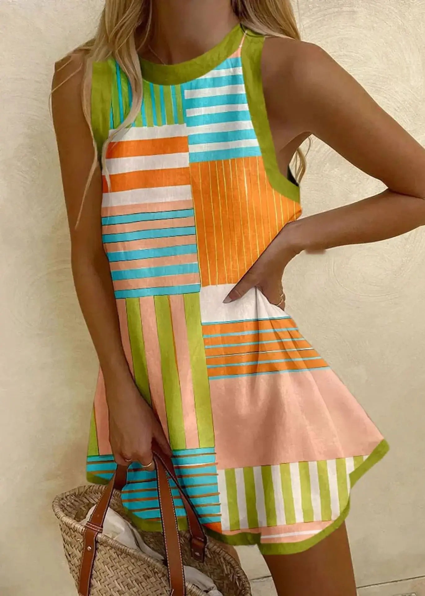 Marisol | Sleeveless A-Line Mini Dress, Bohemian Print