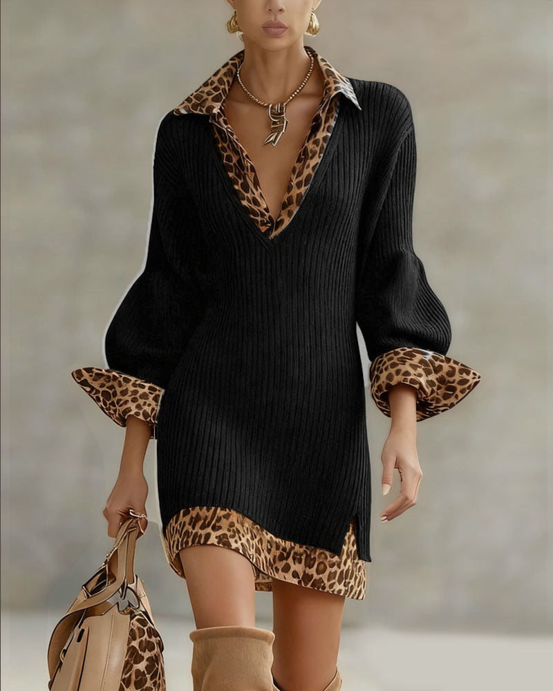 Laurena™ Abito Elegante con Leopardo
