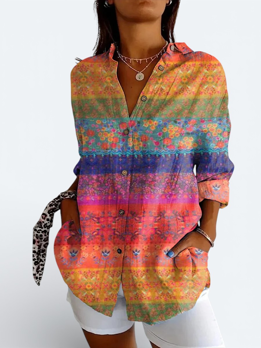 Valeria | Blusa Button-Up Artistica e Vivace