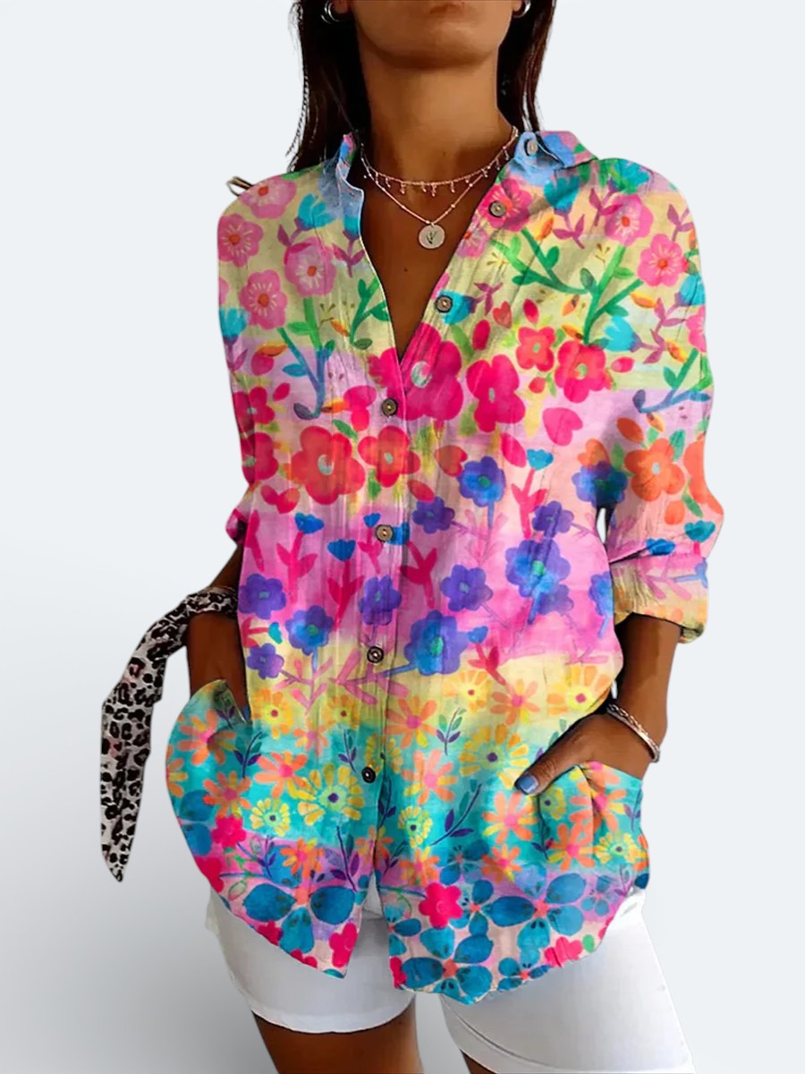 Valeria | Blusa Button-Up Artistica e Vivace