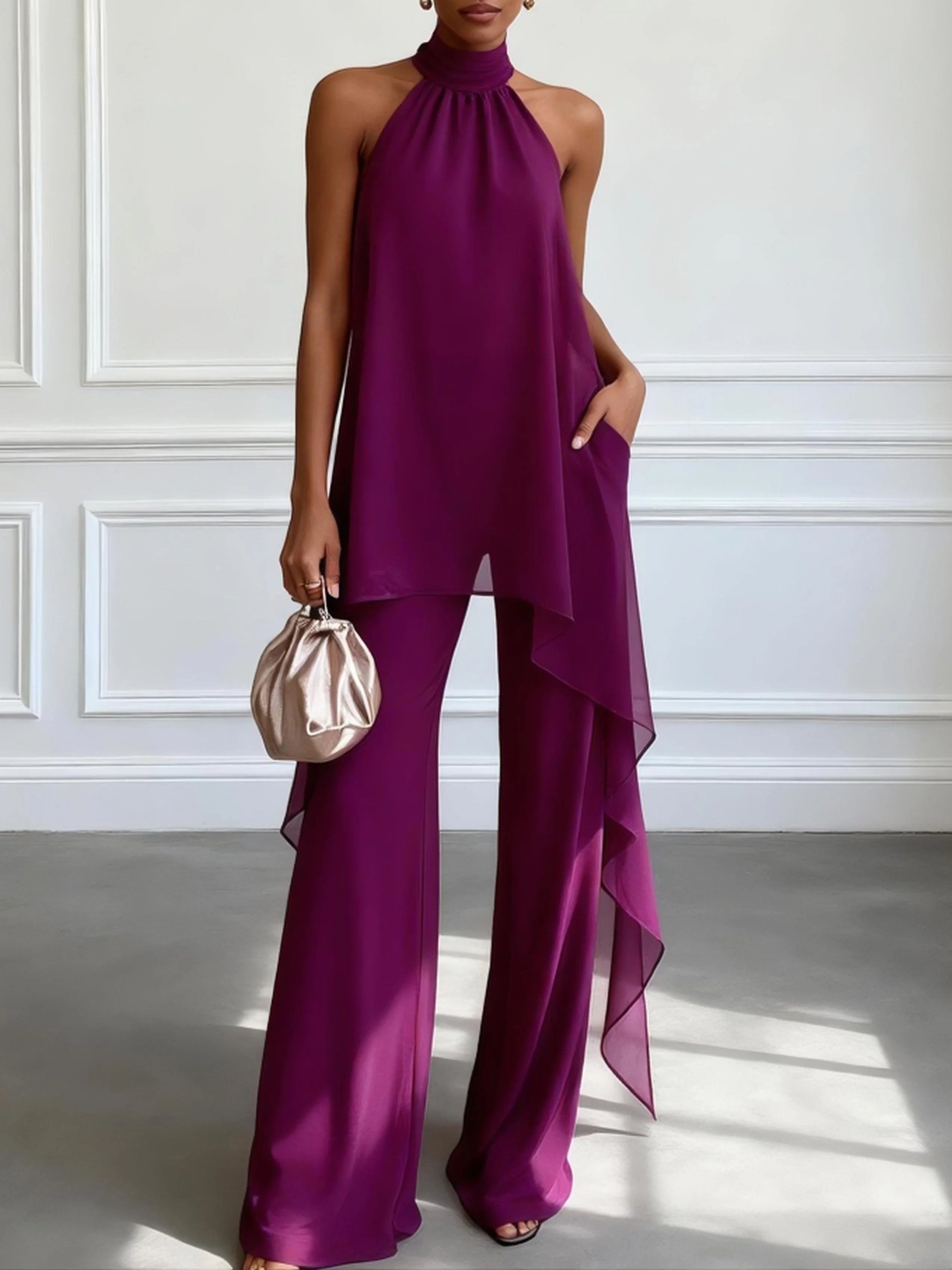 Imani | Two-Piece Set with Georgette Halter Top