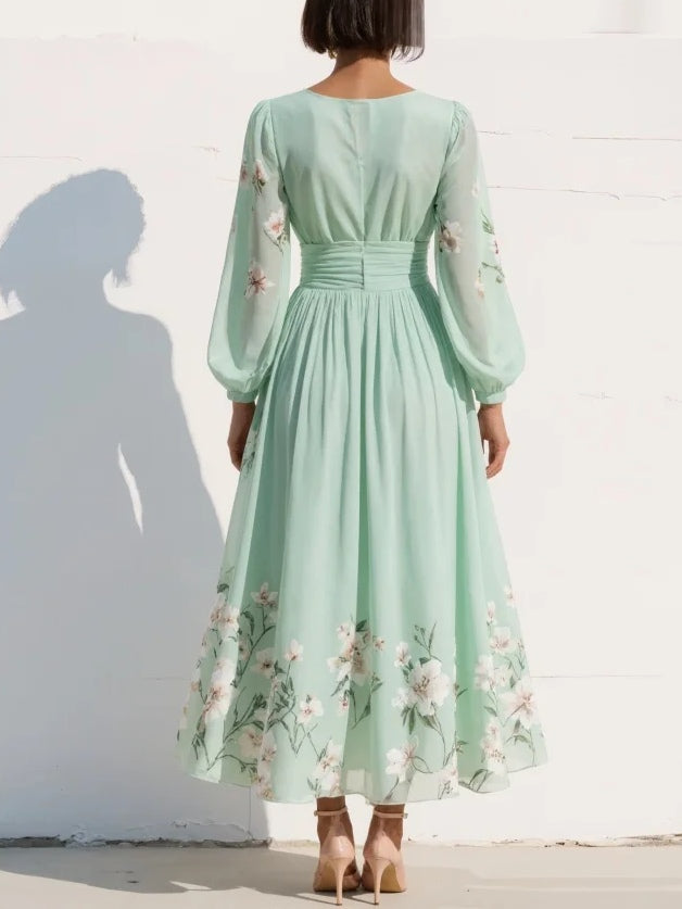 Nirena | Abito Midi a Fiori con Maniche – Lucia Toscana