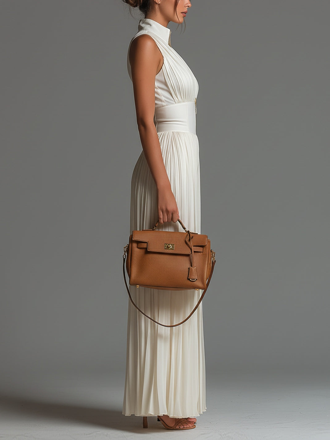 Tuta in Chiffon Bianca Senza Maniche con Zip — Lucia Toscana (2)