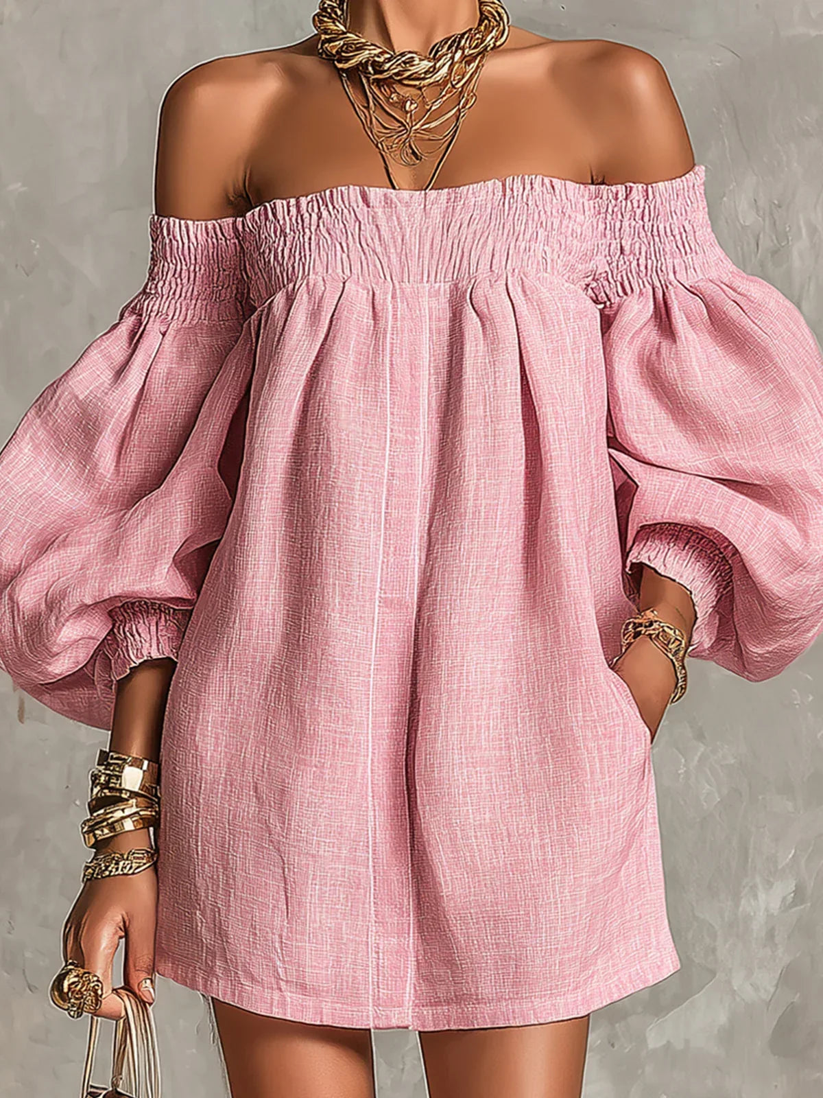 Jocelyn | A-Line Mini Dress with Puff Sleeves