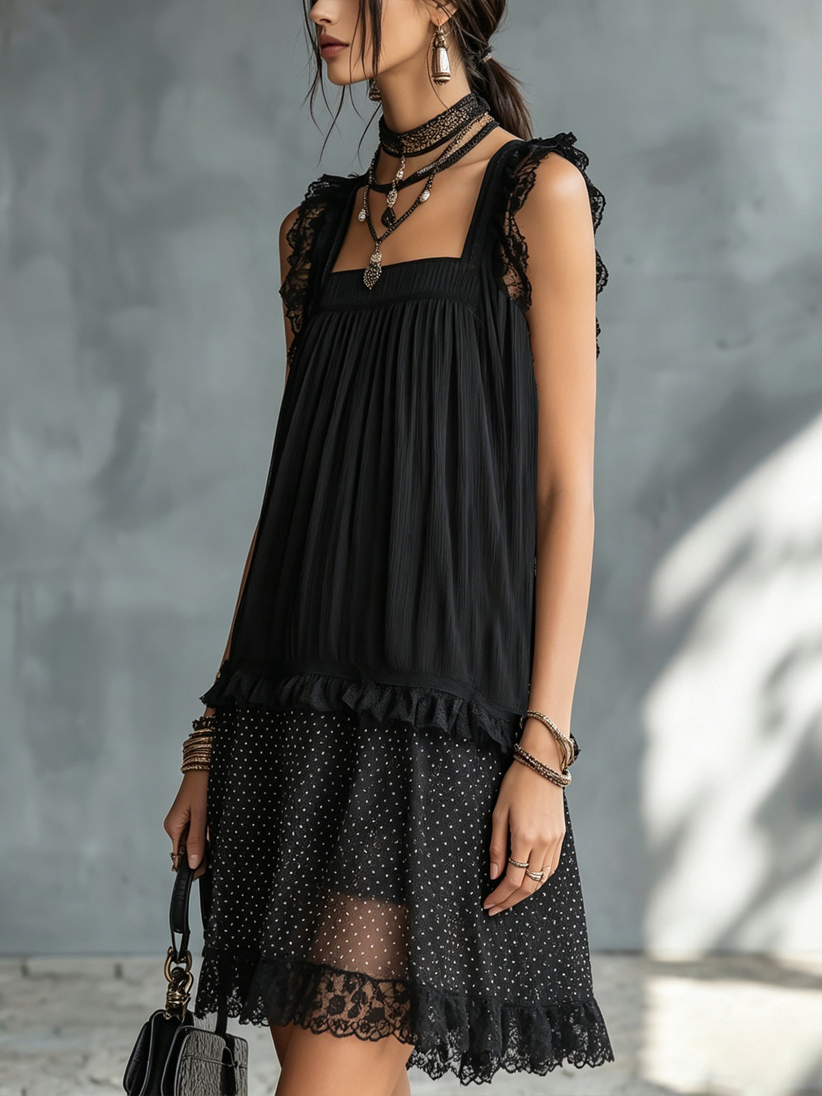 Maya | Mini Dress in Polka-Dot Muslin