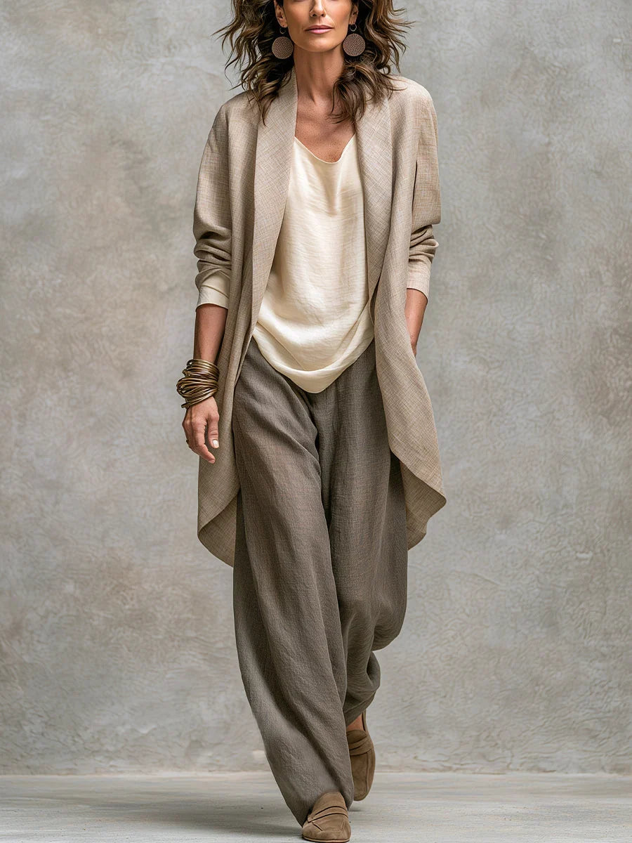 Costanza Set di Tre Pezzi con Pantaloni Palazzo