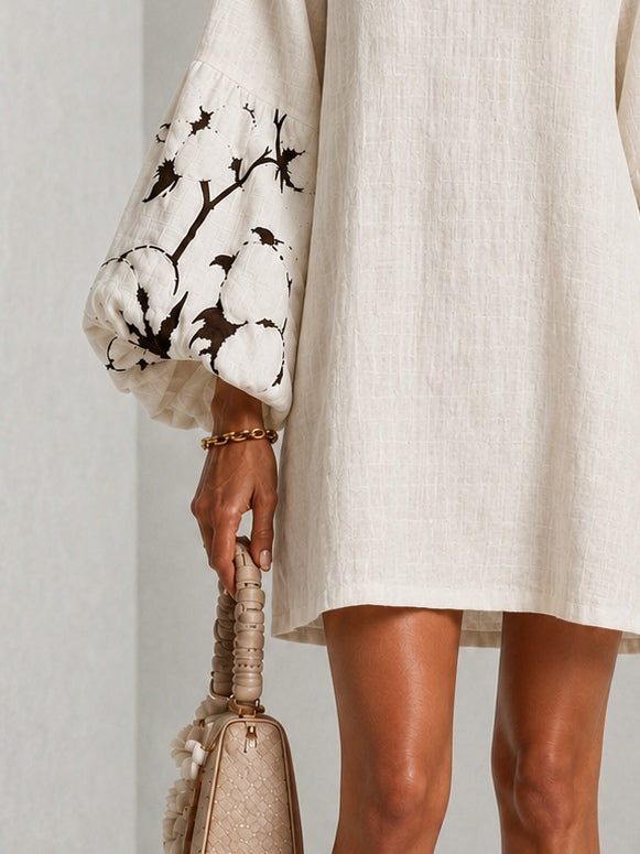 Waverly | Vestito Mini a Maniche Puff con Stampa Floreale