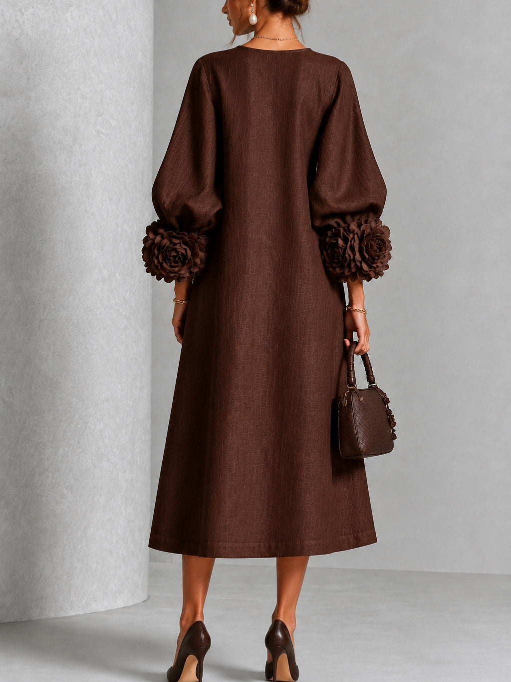 Beverly | Vestito Midi con Maniche a Rosetta