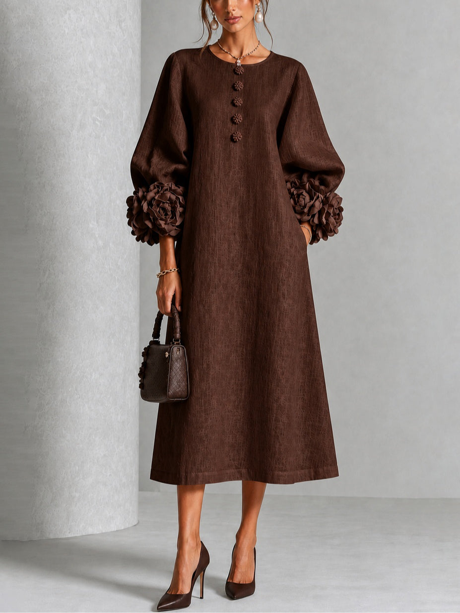 Beverly | Vestito Midi con Maniche a Rosetta