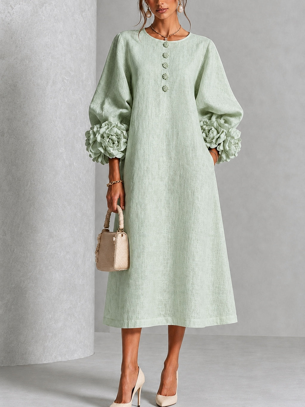 Sienna | Abito Midi con Maniche Floreali