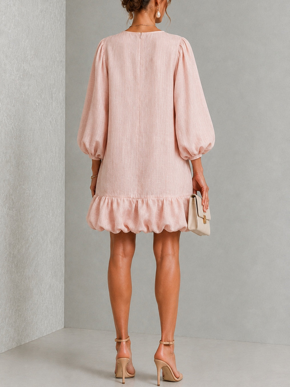 Rosalyn | Abito Mini con Maniche a Puff e Bottoni Floreali