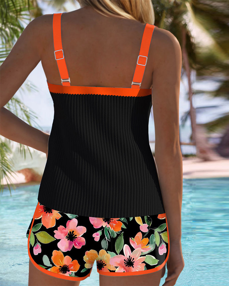 Federica - Set di Tankini a Costine con Pantaloni Corti
