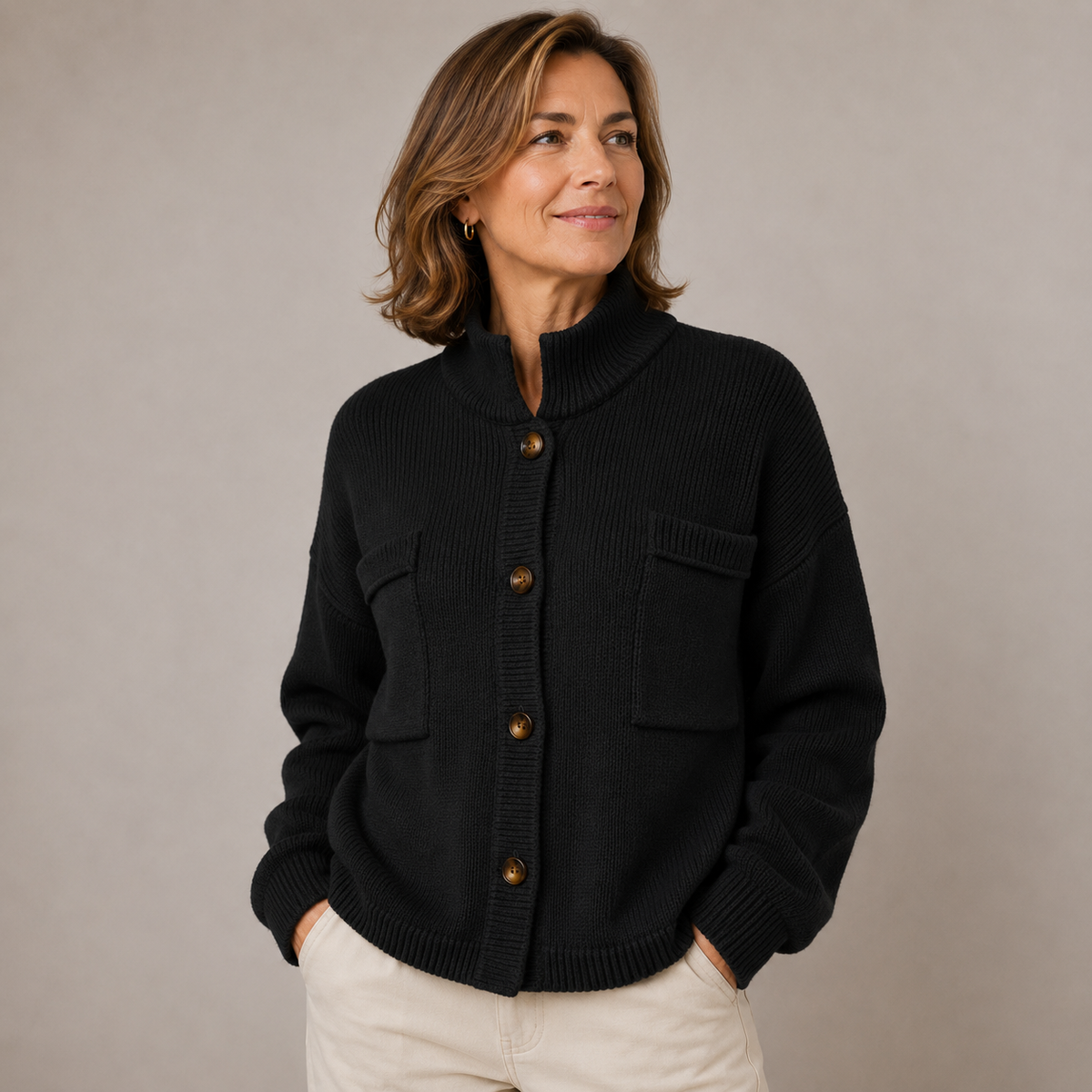 Augusta | Cardigan con Collo Alto – Lucia Toscana