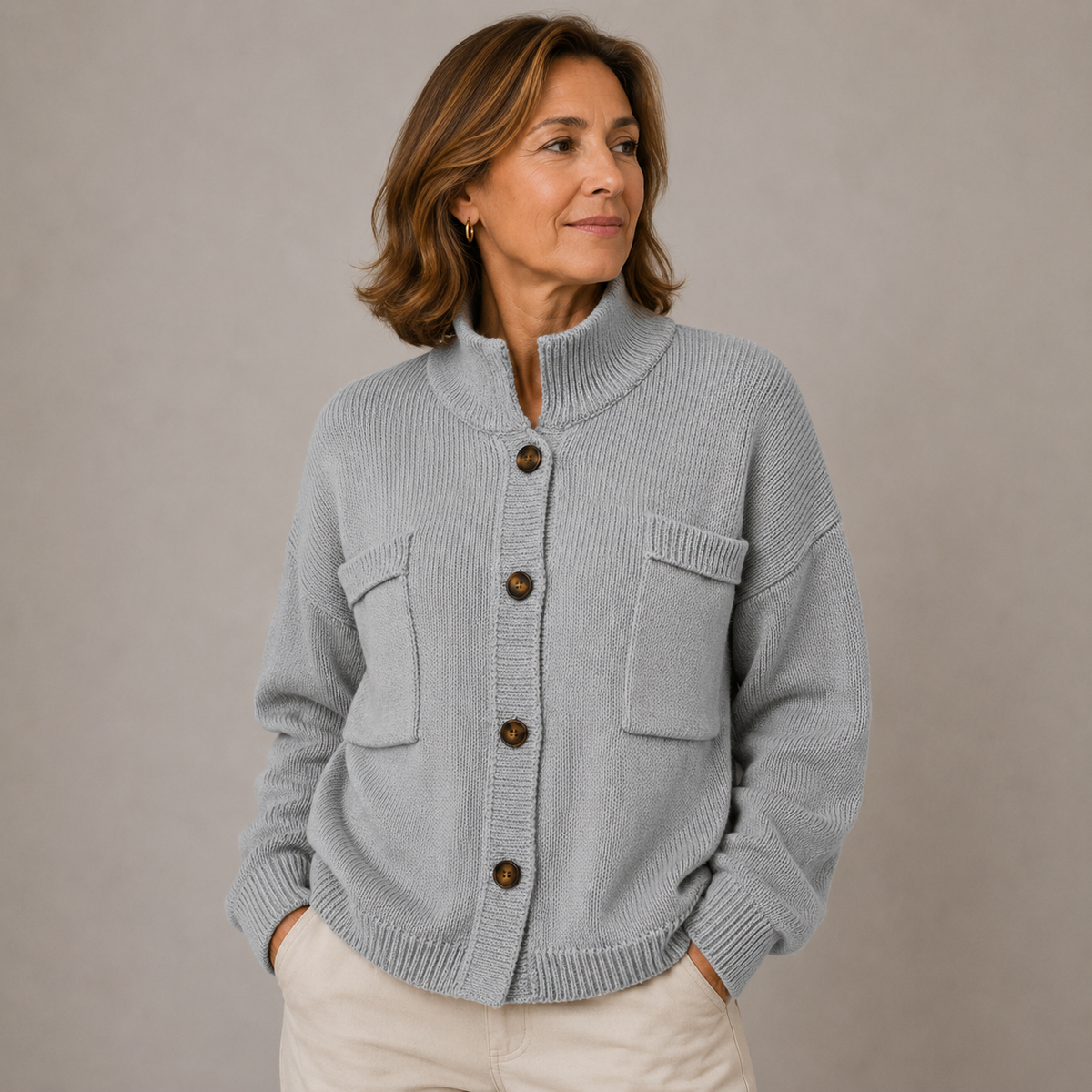 Augusta | Cardigan con Collo Alto – Lucia Toscana