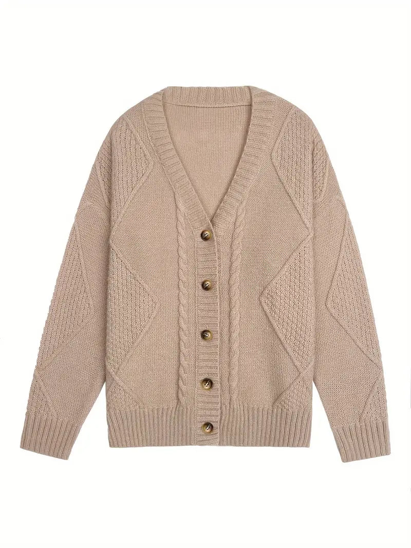 Cardigan Casual a Maglia Cable Colorato per Donne